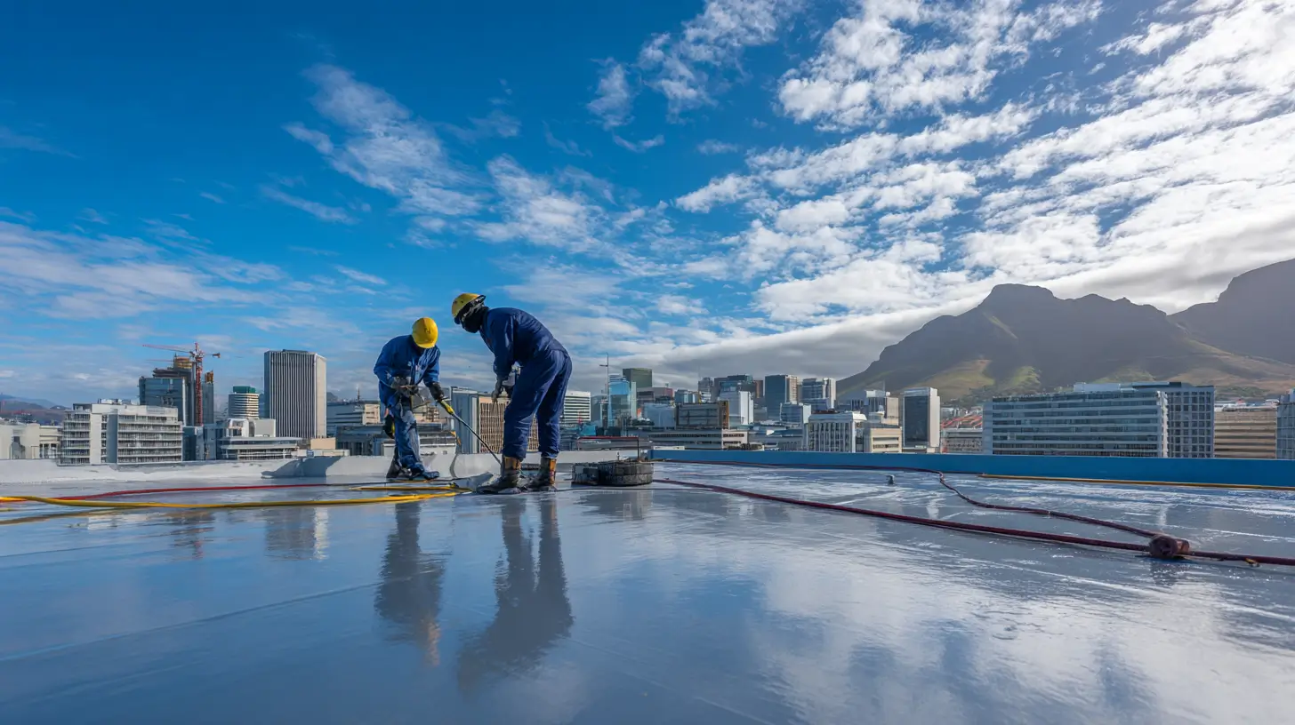 Roofing contractors applying waterproofing